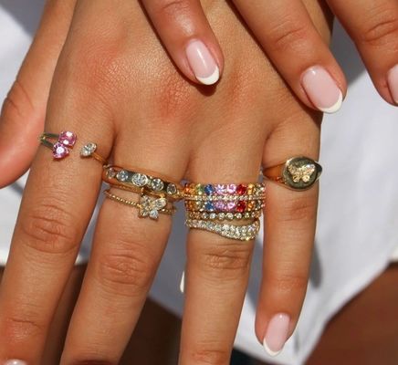 Anillo femenino de plata esterlina 925 con bola dorada de 18K hecha a mano y mariposa marquesa