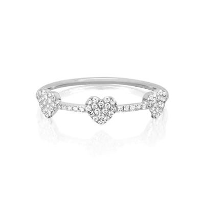 18K Oro Revestido 925 Plata Esterlina Tres Micro Pave anillo de corazón para mujeres y elegante