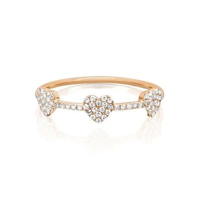 18K Oro Revestido 925 Plata Esterlina Tres Micro Pave anillo de corazón para mujeres y elegante