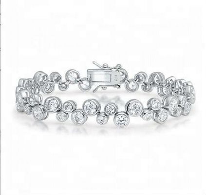 Brazalete de tenis de plata esterlina 925 con piedra blanca CZ y opción de ajuste de bisel