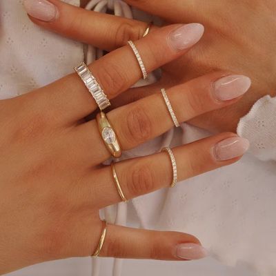 Conjunto de anillos de acero inoxidable de 2 mm de recubrimiento de oro 18K