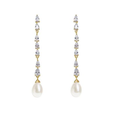 ECO Amigable de la novia Perla de la gota de los aretes de oro 18K lágrima de la novia de los aretes