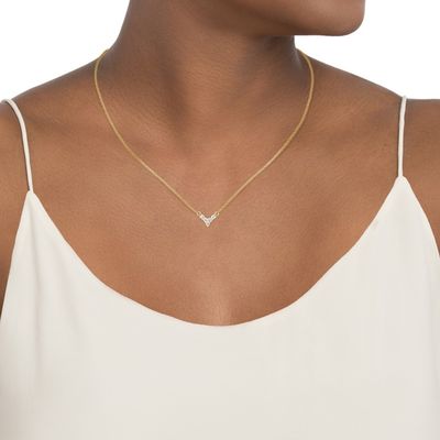 18K Oro Revestido Joyería en forma de V para Mujeres Collar de Plata 925