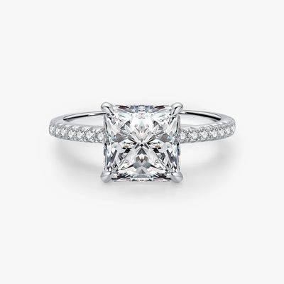 Elegantes anillos de boda hechos a mano, de color blanco, cortado en hielo, cuadrado, de plata esterlina.