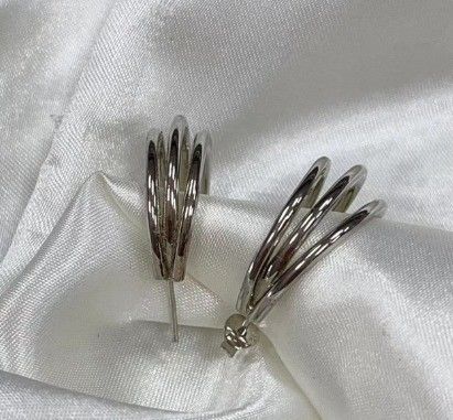 Triple 18K de oro Revestido de moda de acero inoxidable grandes aretes de aro