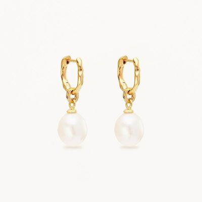 925 de plata Huggie Perla de la gota de los aretes ZIRCON Huggie de los aretes con la gota de la perla