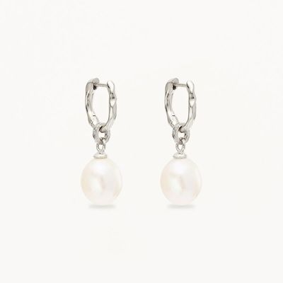 925 de plata Huggie Perla de la gota de los aretes ZIRCON Huggie de los aretes con la gota de la perla