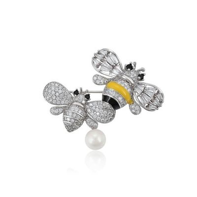 Asombroso colorido broche de esmalte de abeja cristal de piedra de alfiler de abeja de abeja