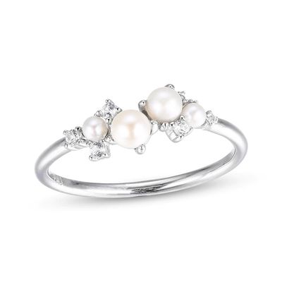 Anillos de compromiso de plata blanca CZ apilables 925 tamaño 3-10 anillos de compromiso de perlas