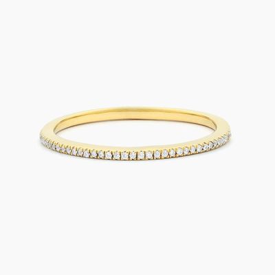 Artículo caliente 18K dorado media eternidad apilada 925 plata esterlina anillo de banda femenina