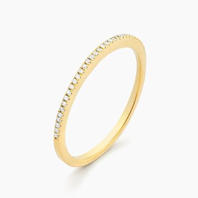 Artículo caliente 18K dorado media eternidad apilada 925 plata esterlina anillo de banda femenina