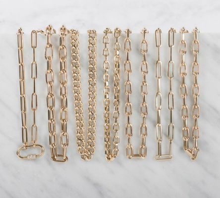 18K dorado gran clip de papel 925 plata esterlina Oval cadena collar con OEM