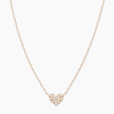 Corazón Pave Blanco CZ Collar de plata esterlina de 925