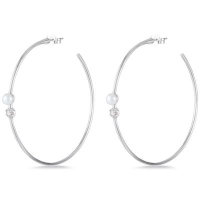 925 de plata esterlina Aretes de aro de 4 mm-4.5 mm Aretes de perlas de agua dulce