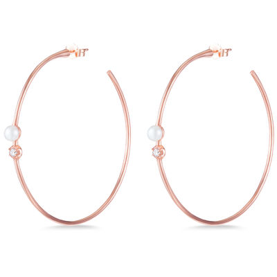 925 de plata esterlina Aretes de aro de 4 mm-4.5 mm Aretes de perlas de agua dulce