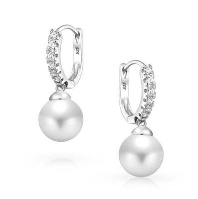 10MM Perlas cúbicas de zirconia Dangle Orecillos OEM CZ Dangle Drop Orecillos