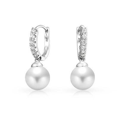 10MM Perlas cúbicas de zirconia Dangle Orecillos OEM CZ Dangle Drop Orecillos