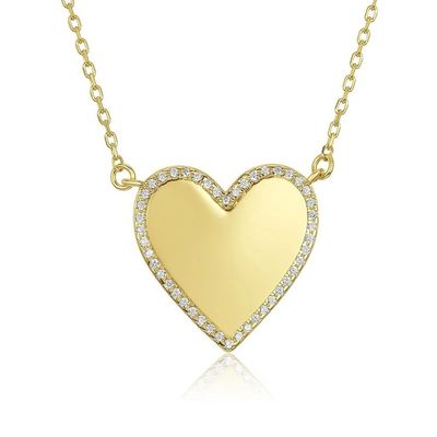 Collar de corazón blanco CZ de 16 pulgadas, personalizado.