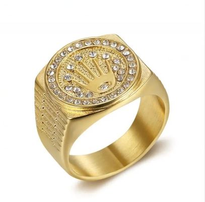 Corona 18K Anillo Revestido de Oro Cuadrado Unisex Mano Blanco Cristal Anillo de Pareja