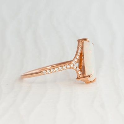 Baguette Corte Opal Anillo de pista de nieve Tamaño 4-tamaño 10 925 Anillo de plata esterlina