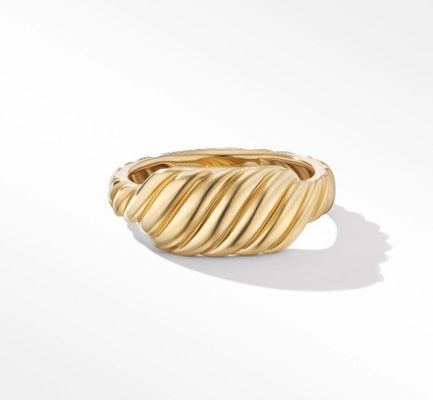 Logotipo personalizado Revestido de oro David Cable Wave Anillos de acero inoxidable para hombres
