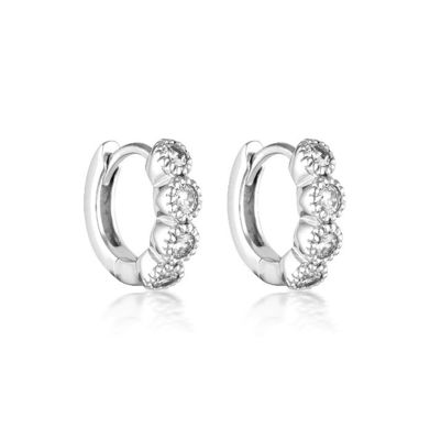 925 Esterling Silver Bezel Setting Cubic Zirconia Huggies Mujeres Los aretes