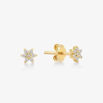 925 de plata esterlina de mano 18K dorado placado simplemente blanco CZ flor de auricular magnético