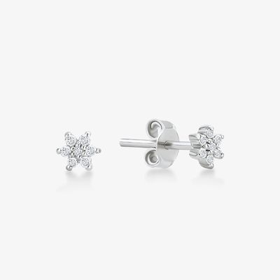925 de plata esterlina de mano 18K dorado placado simplemente blanco CZ flor de auricular magnético