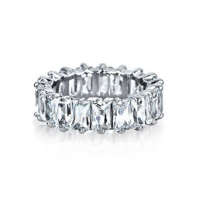 Claros anillos de boda de corte esmeralda CZ Infinity