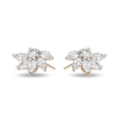 925 Los pendientes de flor de plata OEM CZ Los pendientes de flor dorados