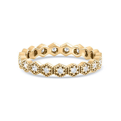 Tendencia de la eternidad de forma geométrica cúbica de zirconia anillo apilable para mujeres