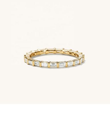 Anillo blanco CZ 925 de plata esterlina Baguette Eternidad Anillo de banda