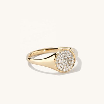 OEM ODM Hombres Anillo de sello de oro de oro 14K Anillo de oro de zircón de mujer personalizado