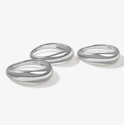 US5-US10 925 Anillos apilables de plata esterlina 18K Revestidos de oro