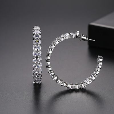 Colorido brasileño de oro 18K aros pendientes Oval Corte de latón aros pendientes