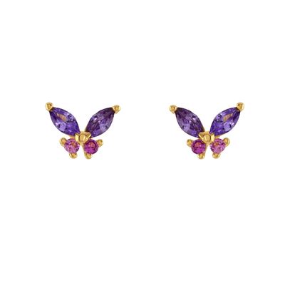 18K Oro Marqués Cortado Turquesa CZ 925 Plata Esterlina Orfebreros de mariposa para mujeres