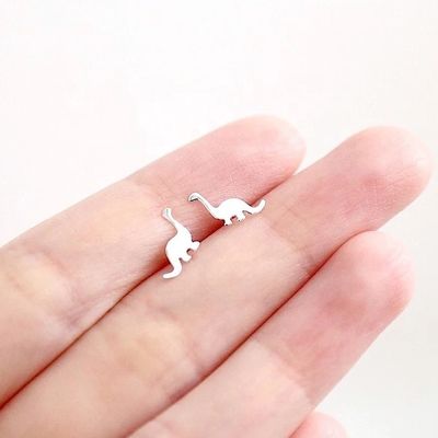 Los niños Dinosaurio de oro Revestido de auriculares 925 de plata esterlina Mini