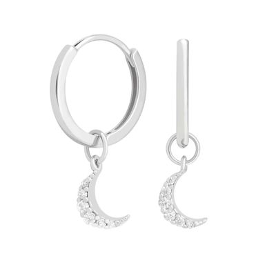 Dangle Moon Hoop Orecillos 925 de plata para mujeres Oro brasileño Revestido 18K Joyería personalizada
