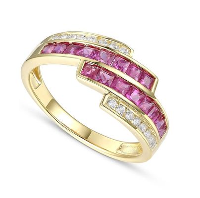 Anillos de Diamante de Rubí Esmeralda Para Mujeres Tamaño 6- Tamaño 10