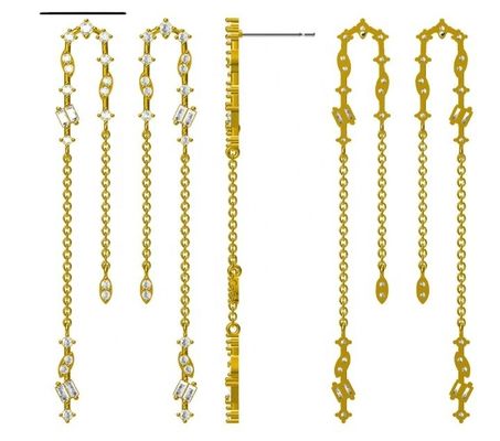 2024 Oro brasileño Revestimiento Cadena de gota Los aretes Mujeres 925 Aretes de Plata