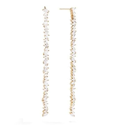 Joyería personalizada Otros aretes Tipo Largo Placado de Plata Aretes con Marqués CZ Piedra