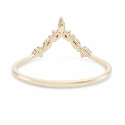Anillos de apilamiento en forma de V con redondo y blanco marqués CZ en plata esterlina 925
