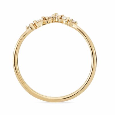Anillos de apilamiento en forma de V con redondo y blanco marqués CZ en plata esterlina 925