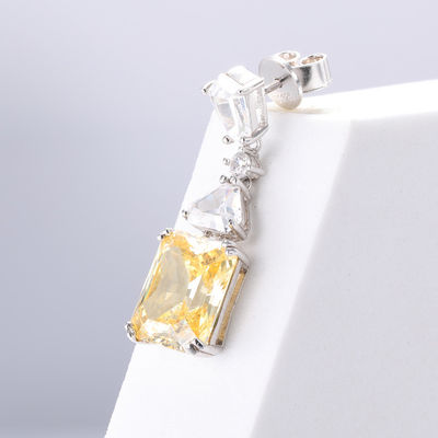 Orecillos amarillos CZ Dorados Blancos Revestidos con oro 925 de zirconia cúbica Orecillos de goteo