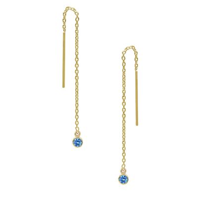 925 Plata Esterlina Simply 18K Dorado Dorado de Mujeres con Cadena de Caída de Bezel