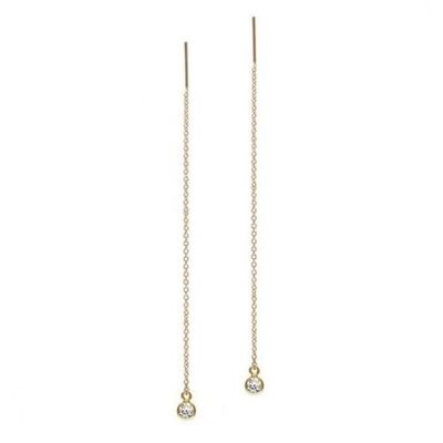 925 Plata Esterlina Simply 18K Dorado Dorado de Mujeres con Cadena de Caída de Bezel