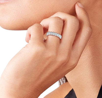 US5-US11 Anillo de bodas de panal de miel dorado 925 Sterling Silver