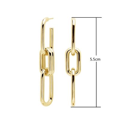 Oro Revestido Plata Logotipo personalizado Larga Cadena de la Caída de los Aretes para las Mujeres