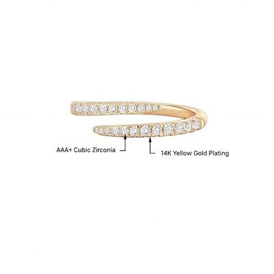 14K Oro Revestido Cubico Zirconia Abierto Twist Eternidad Banda Anillo ECO Amigable