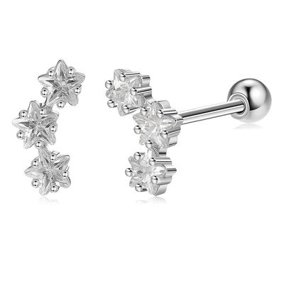18K Oro Revestido 925 Estrella de Plata Esterlina Cubico Zirconia Auriculares para Mujeres Accesorios